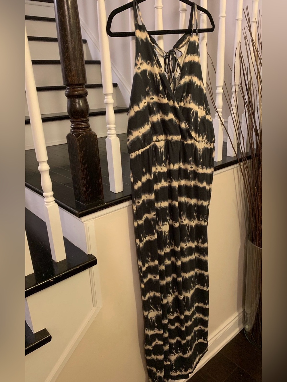 Gilli Black and Cream Tie-Dye Maxi Dress